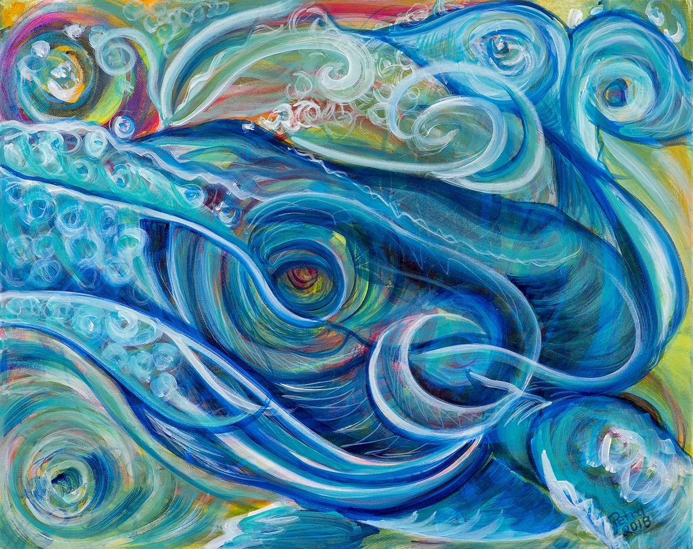 Humpback Whale Energy Acrylic on Canvas 16 x20″